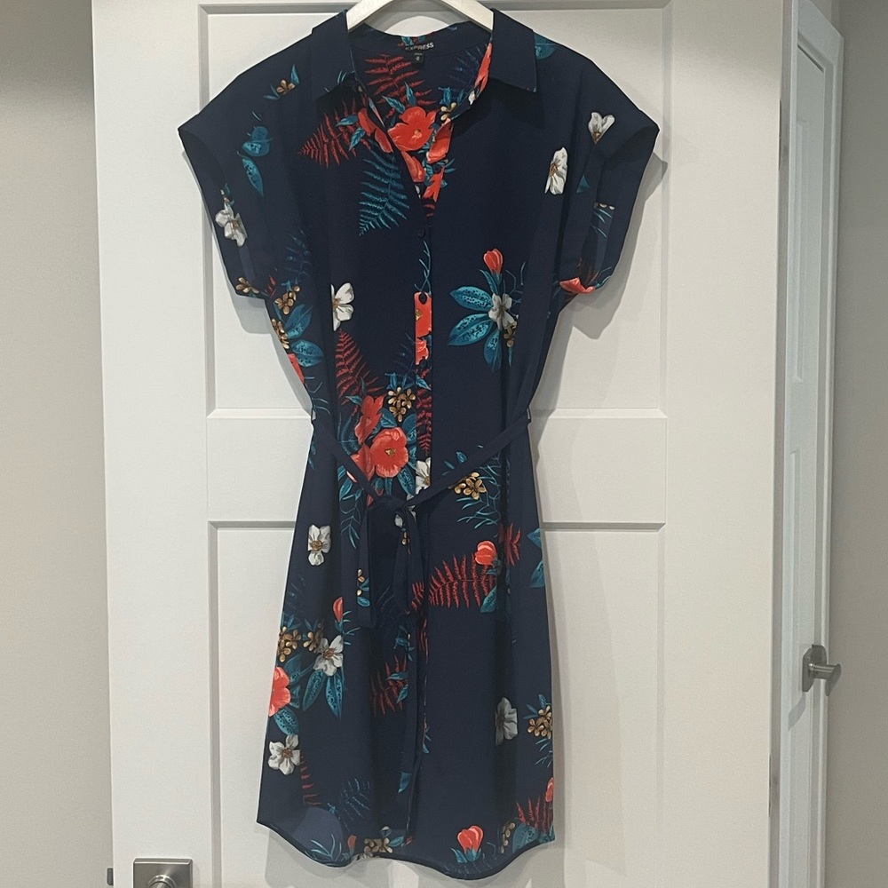Express Navy Floral Mini Dress